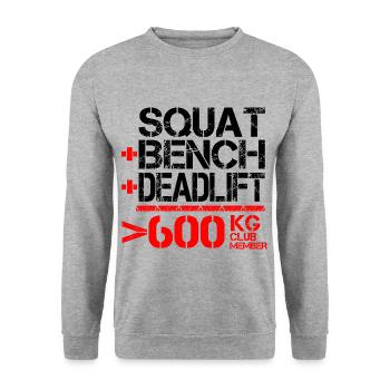 Powerlifting 600 kg Membre du Club - Sweat-shirt Unisexe - gris chiné - Devant - Alina (178cm) & Michal (187cm)