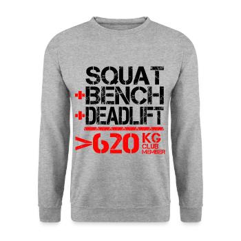 Dynamophilie 620 kg Membre du Club - Sweat-shirt Unisexe - gris chiné - Devant - Alina (178cm) & Michal (187cm)