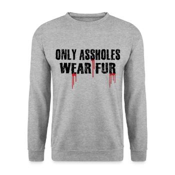 Seuls les connards portent de la fourrure - Sweat-shirt Unisexe - gris chiné - Devant - Alina (178cm) & Michal (187cm)