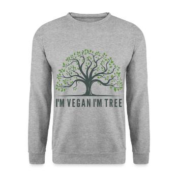 I M VEGAN I M TREE - Unisex Sweatshirt - salt & pepper - Front - Alina (178cm) & Michal (187cm)