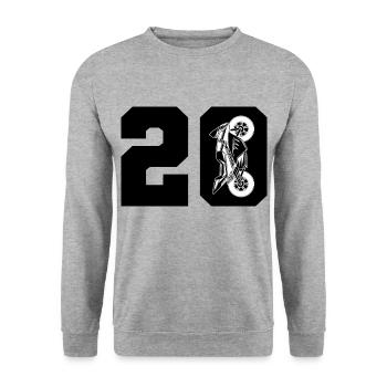 20 Moto Moto Moto Moto Moto - Sweat-shirt Unisexe - gris chiné - Devant - Alina (178cm) & Michal (187cm)