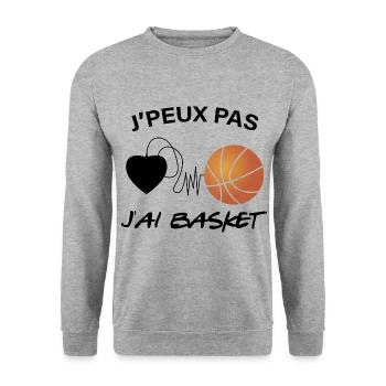 Je peux pas j'ai basket hommes ou femmes basket - Sweat-shirt Unisexe - gris chiné - Devant - Alina (178cm) & Michal (187cm)
