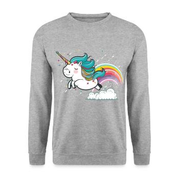 Rainbow Flight - Unisex Sweatshirt - salt & pepper - Front - Alina (178cm) & Michal (187cm)