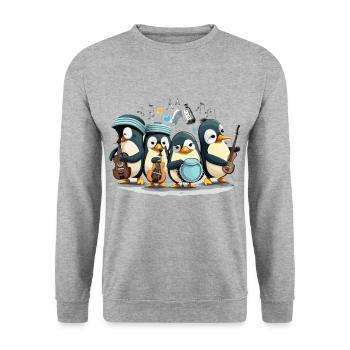 Die Pinguin-Band - Unisex Pullover - Weißgrau meliert - Vorne - Alina (178cm) & Michal (187cm)