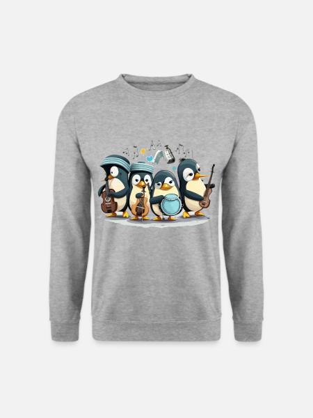 Die Pinguin-Band - Unisex Pullover - Weißgrau meliert