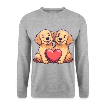 Golden Retriever Dogs Couple Love Couple In Love - Unisex Sweatshirt - salt & pepper - Front - Alina (178cm) & Michal (187cm)