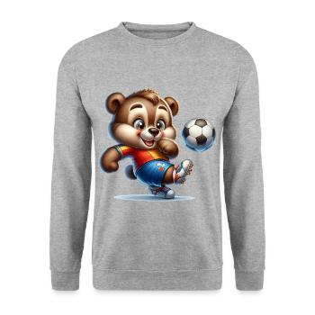 Mignon joueur de football ours - Sweat-shirt Unisexe - gris chiné - Devant - Alina (178cm) & Michal (187cm)