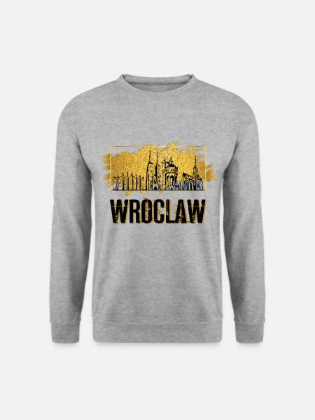 Breslau Wroclaw Polen Stadt Skyline Heimat Gold - Unisex Pullover - Weißgrau meliert