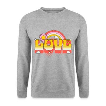 Amour Écriture Fleur Arc-en-ciel Nuages Art - Sweat-shirt Unisexe - gris chiné - Devant - Alina (178cm) & Michal (187cm)