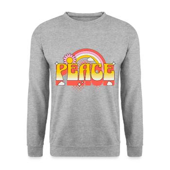 Peace Peace Colorful Rainbow Flower Against War - Unisex Sweatshirt - salt & pepper - Front - Alina (178cm) & Michal (187cm)
