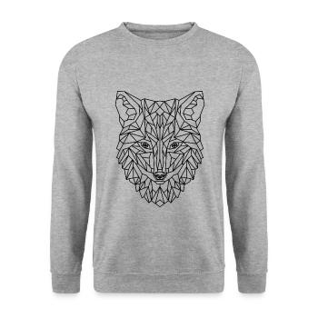 Fox Wolf Dog Geometric - Unisex Sweatshirt - salt & pepper - Front - Alina (178cm) & Michal (187cm)