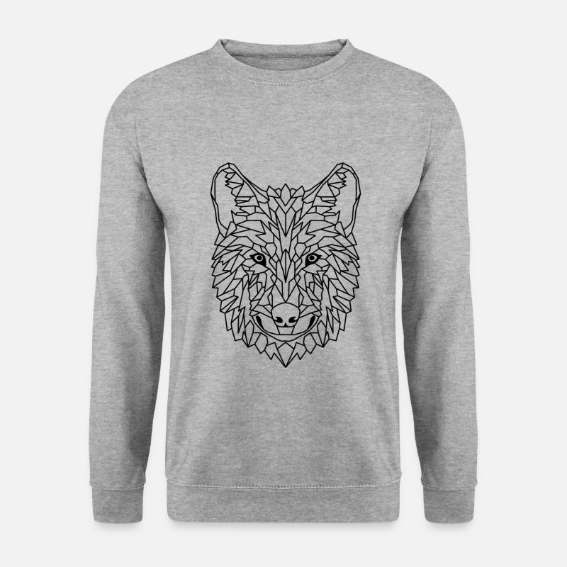 Wolf Geometric - Unisex Pullover - Weißgrau meliert