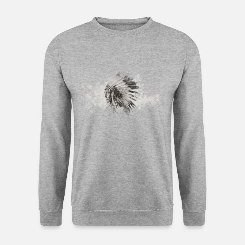 American Indian Indianer - Unisex Pullover - Weißgrau meliert