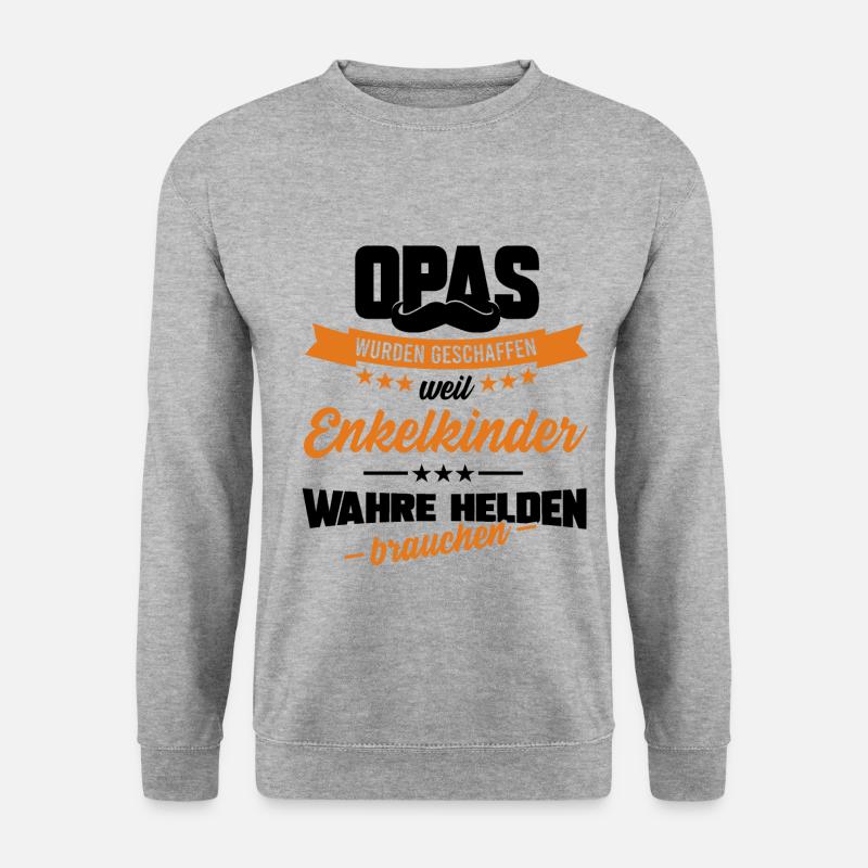 OPA HELD, GESCHENK - Unisex Pullover - Weißgrau meliert