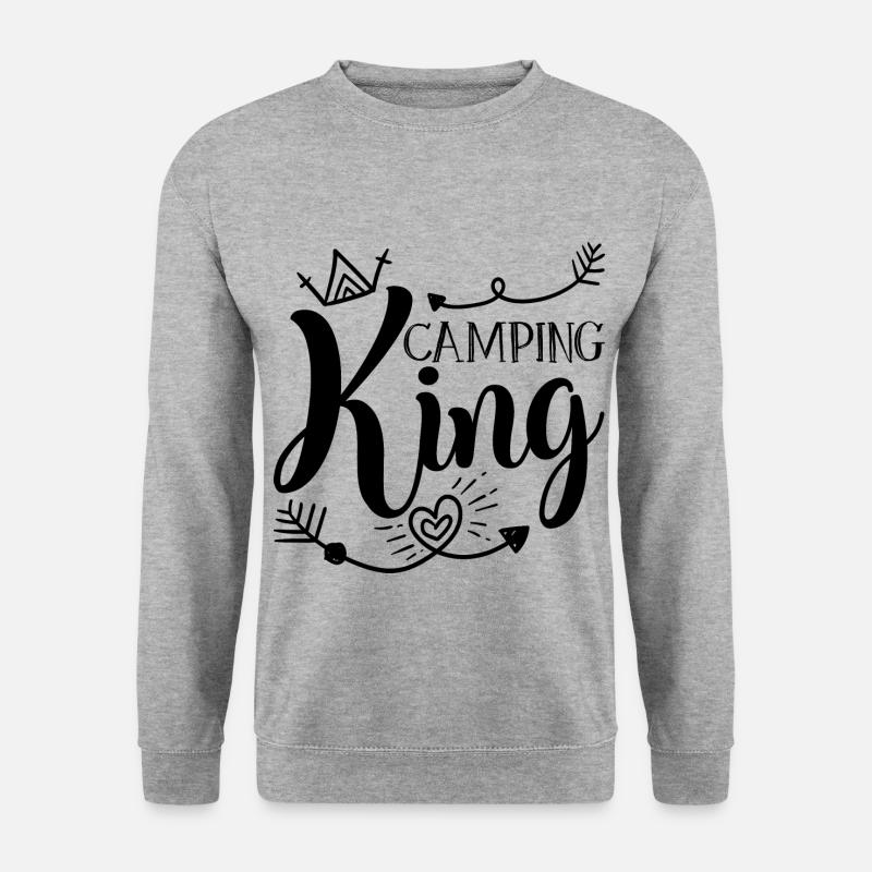 Camping King Shirt Geschenk - Unisex Pullover - Weißgrau meliert