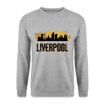 Liverpool Angleterre Ville Skyline Patrie Amour Gold - Sweat-shirt Unisexe - gris chiné - Devant - Alina (178cm) & Michal (187cm)