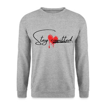 Stay comitted <3 - Unisex Pullover - Weißgrau meliert - Vorne - Alina (178cm) & Michal (187cm)