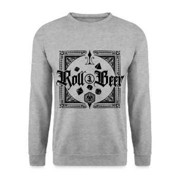 Roll and Beer RPG game FUNNY BEER - Sweat-shirt Unisexe - gris chiné - Devant - Alina (178cm) & Michal (187cm)