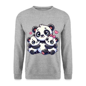 Parent panda aimant avec deux enfants mignons - Sweat-shirt Unisexe - gris chiné - Devant - Alina (178cm) & Michal (187cm)