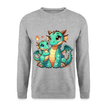Loving Dragon Parent with Child - Unisex Sweatshirt - salt & pepper - Front - Alina (178cm) & Michal (187cm)