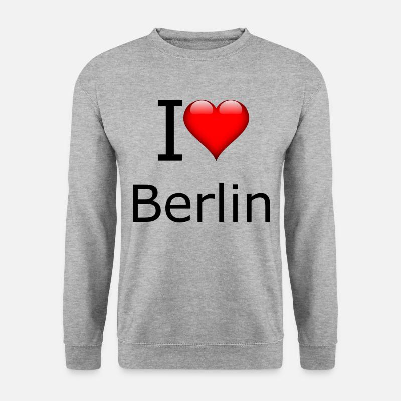 I love Berlin; Ich liebe Berlin Geschenkidee - Unisex Pullover - Weißgrau meliert