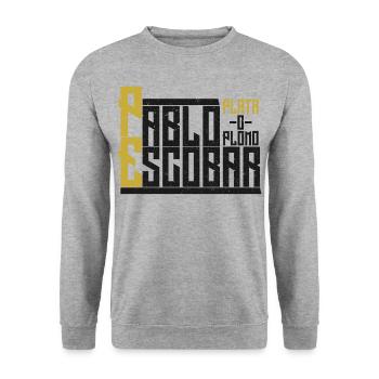 Pablo Escobar-Plata o Plomo - Unisex Pullover - Weißgrau meliert - Vorne - Alina (178cm) & Michal (187cm)