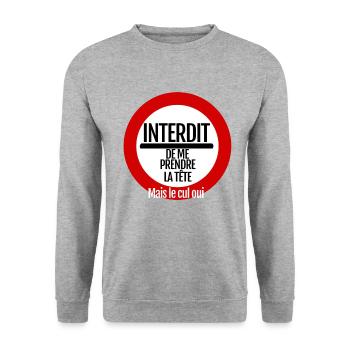 Ich darf mich nicht an die Spitze setzen. - Unisex Pullover - Weißgrau meliert - Vorne - Alina (178cm) & Michal (187cm)