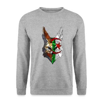 Fennec and flag of Algeria in polysphere - Unisex Sweatshirt - salt & pepper - Front - Alina (178cm) & Michal (187cm)