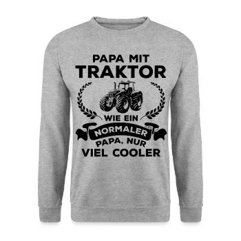 Papa Traktor Wie normaler Nur Cooler Landwirtschaf - Unisex Pullover - Weißgrau meliert - Vorne - Alina (178cm) & Michal (187cm)