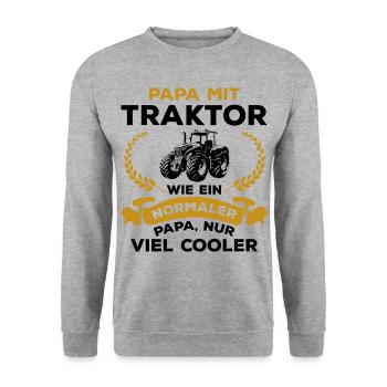 Papa Traktor Wie normaler Nur Cooler Landwirtschaf - Unisex Pullover - Weißgrau meliert - Vorne - Alina (178cm) & Michal (187cm)
