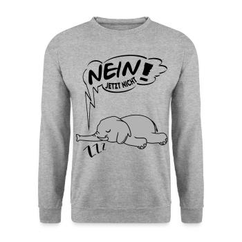 Nein jetzt nicht Elefant Ingnorant Nein Nö Chef - Unisex Pullover - Weißgrau meliert - Vorne - Alina (178cm) & Michal (187cm)