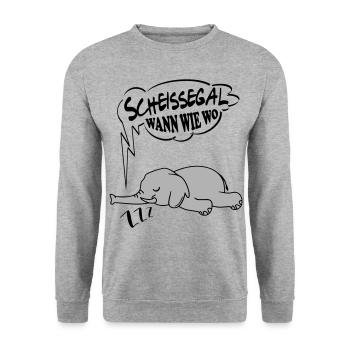 Scheissegal wann wo wie Elefant Ingnorant Nein Nö - Unisex Pullover - Weißgrau meliert - Vorne - Alina (178cm) & Michal (187cm)
