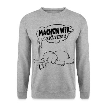 Machen wir später Nein Nö Chef - Unisex Pullover - Weißgrau meliert - Vorne - Alina (178cm) & Michal (187cm)