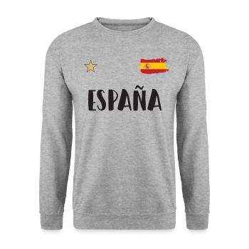 Spanien Fußball Trikot Spanische Flagge - Unisex Pullover - Weißgrau meliert - Vorne - Alina (178cm) & Michal (187cm)
