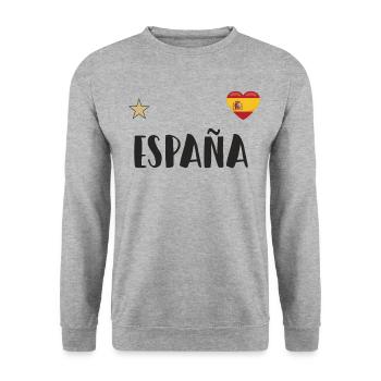 Spanien Fußball Trikot Spanische Flagge - Unisex Pullover - Weißgrau meliert - Vorne - Alina (178cm) & Michal (187cm)