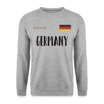 Germany Soccer Football Fan Shirt Flag - Unisex Sweatshirt - salt & pepper - Front - Alina (178cm) & Michal (187cm)