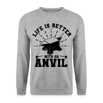 Blacksmith - Unisex Sweatshirt - salt & pepper - Front - Alina (178cm) & Michal (187cm)