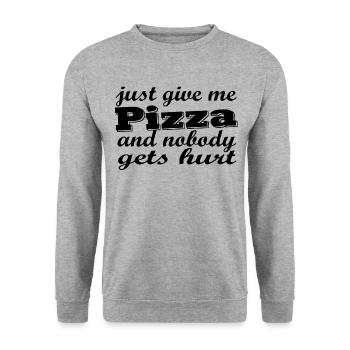 give me pizza and nobody gets hurt - Unisex Sweatshirt - salt & pepper - Front - Alina (178cm) & Michal (187cm)