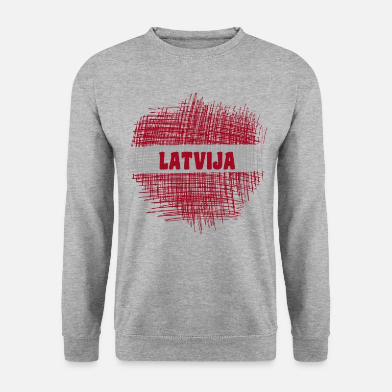 Lettland - Unisex Pullover - Weißgrau meliert