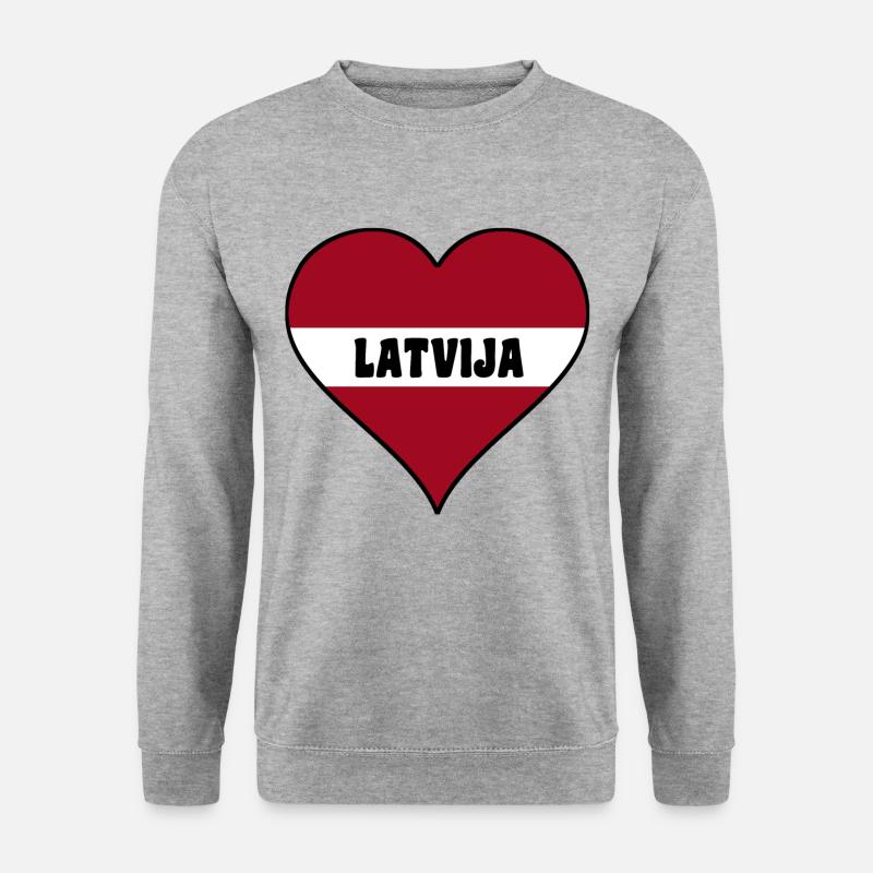 Lettland - Unisex Pullover - Weißgrau meliert