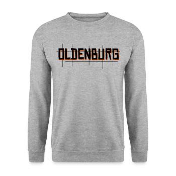 Oldenburg Schriftzug Niedersachsen - Unisex Pullover - Weißgrau meliert - Vorne - Alina (178cm) & Michal (187cm)