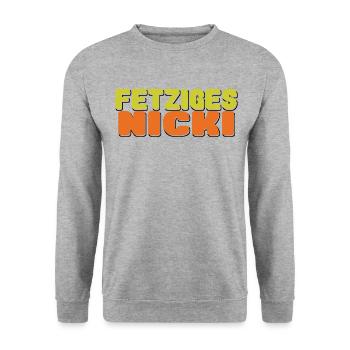 fetziges Nicki - Unisex Pullover - Weißgrau meliert - Vorne - Alina (178cm) & Michal (187cm)