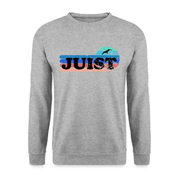 Insel Juist Ostfriesland - Unisex Pullover - Weißgrau meliert - Vorne - Alina (178cm) & Michal (187cm)