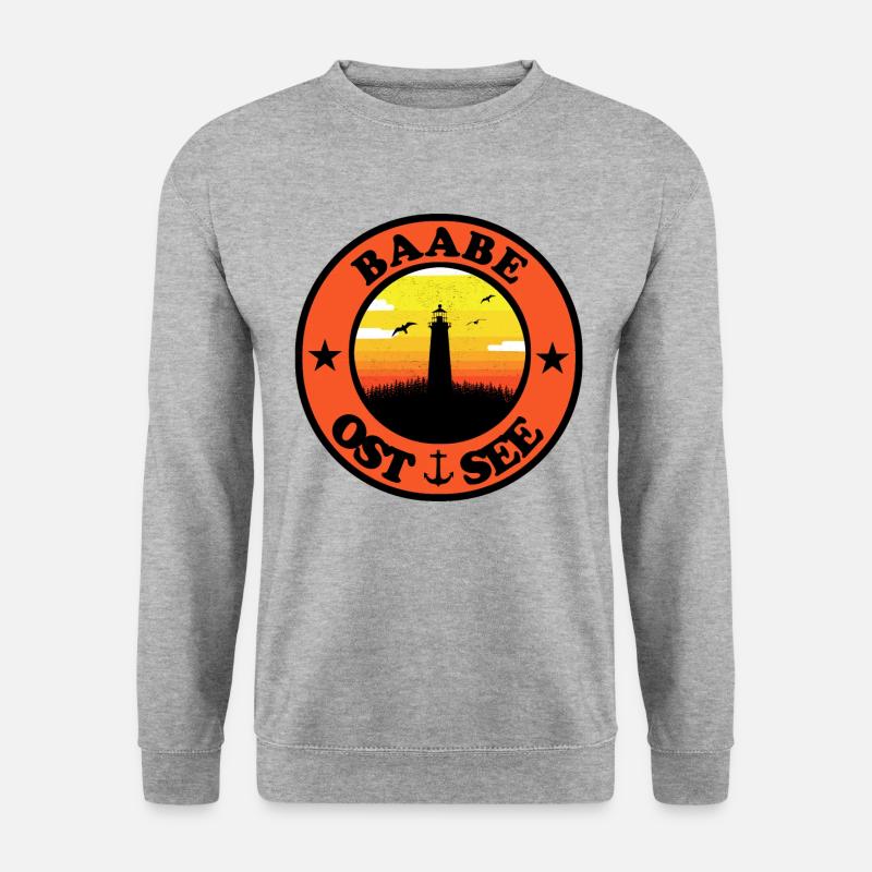 Leuchtturm Ostsee Baabe - Unisex Pullover - Weißgrau meliert