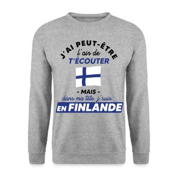 La finlande c'est génial - Sweat-shirt Unisexe - gris chiné - Devant - Alina (178cm) & Michal (187cm)