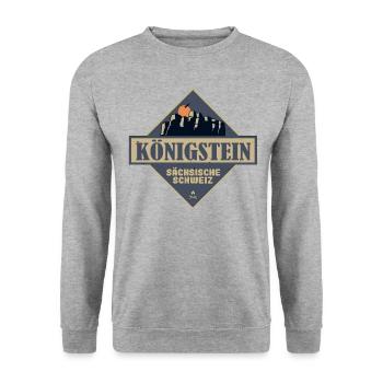 sächsische Schweiz Königstein - Unisex Pullover - Weißgrau meliert - Vorne - Alina (178cm) & Michal (187cm)