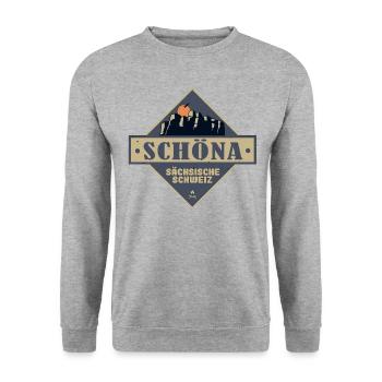 sächsische Schweiz Schöna - Unisex Pullover - Weißgrau meliert - Vorne - Alina (178cm) & Michal (187cm)