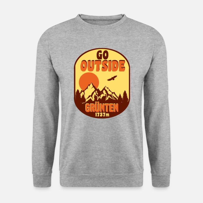 berge mit bäumen grünten - Unisex Pullover - Weißgrau meliert