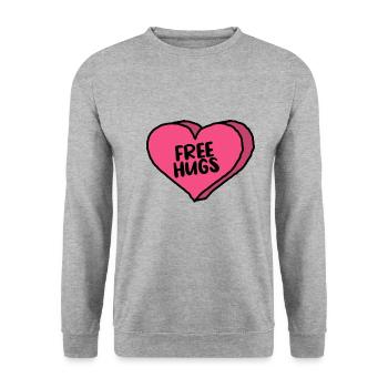 free hugs - Unisex Pullover - Weißgrau meliert - Vorne - Alina (178cm) & Michal (187cm)