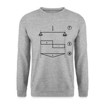 Einfeldträger mit Einzellast und Verlauf - Unisex Pullover - Weißgrau meliert - Vorne - Alina (178cm) & Michal (187cm)